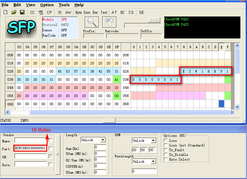 Can optical module write code bytes exceed 16 bits?