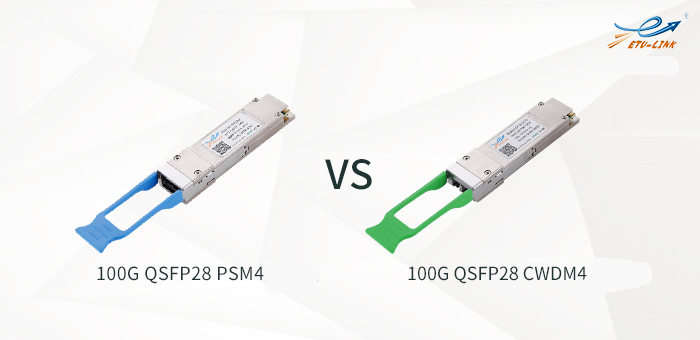 What are the differences between 100G QSFP28 PSM4 and CWDM4 optical module