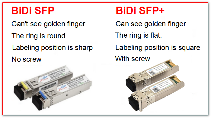 What are the differences between the Gigabit BiDi and 10Gigabit BiDi module?