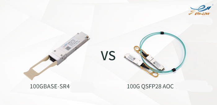 Comparison between 100GBASE-SR4 optical module and 100G QSFP+ AOC active optical cable